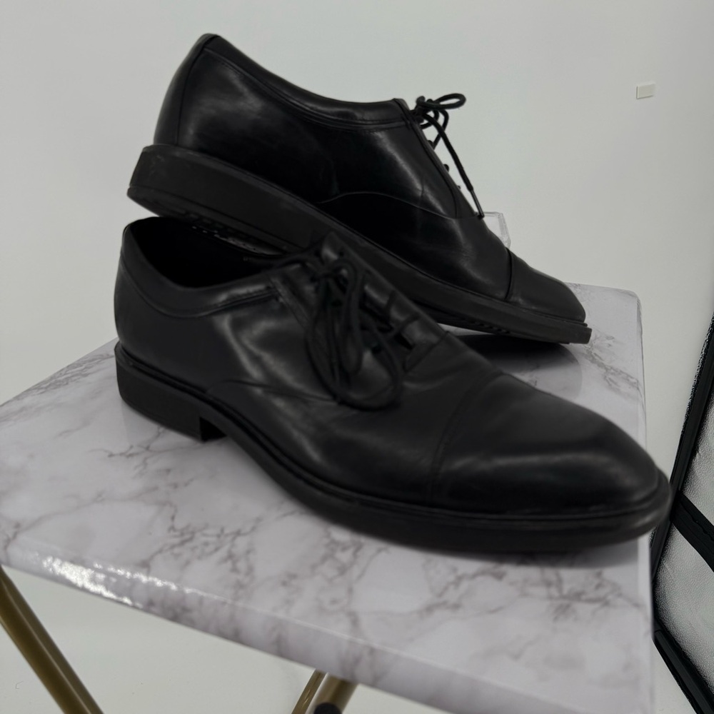ECCO Black Vitrus Cap Toe Lace Up Comfort Oxford Dress Shoes Sz 11 US Classic